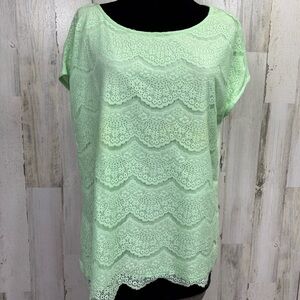 Faded‎ Glory Pastel Scalloped Lace Top